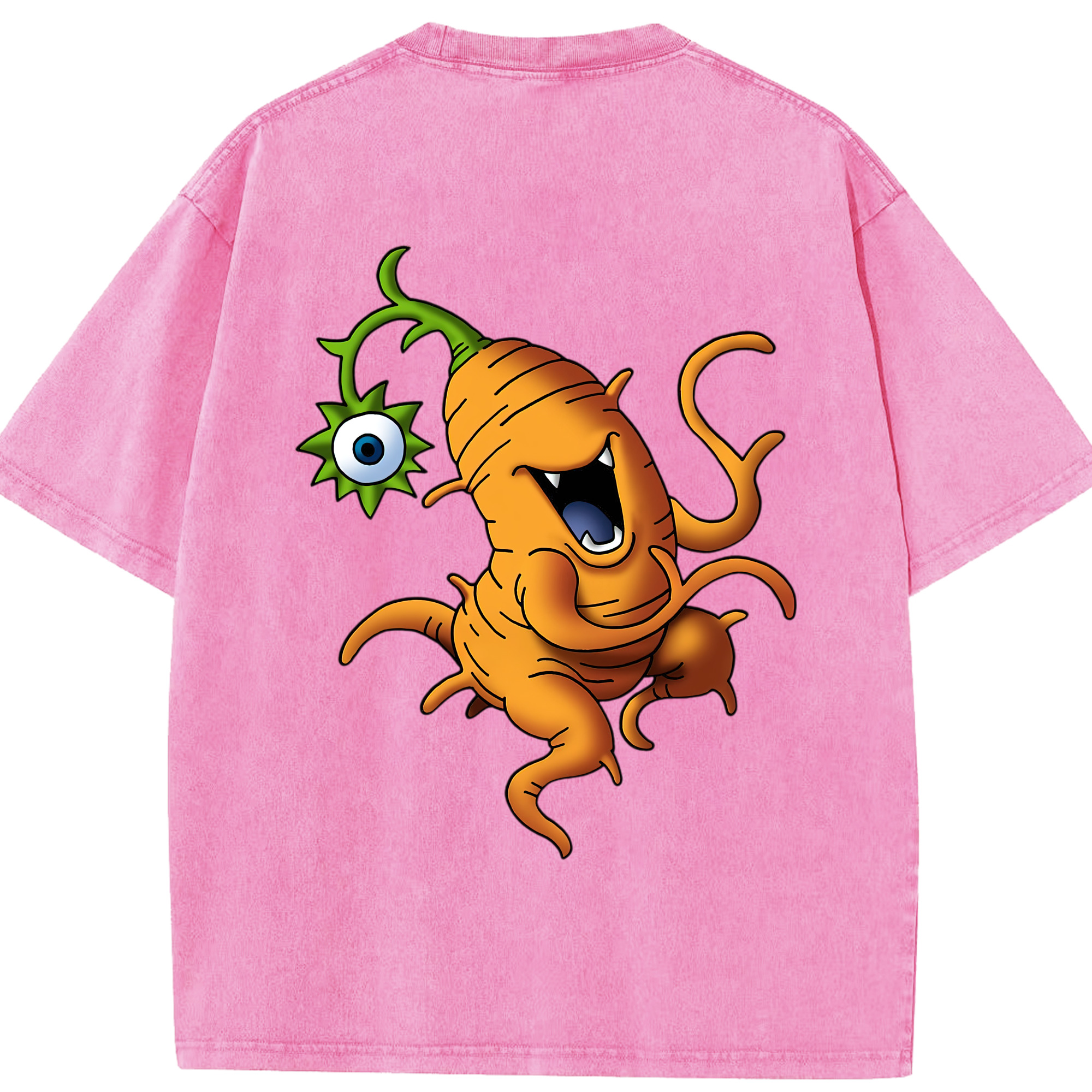 （画像用） ドラゴンクエスト Doragon Kuesuto Dragon Quest 綿100% ヴィンテージ風 半袖Tシャツ（背面プリント）